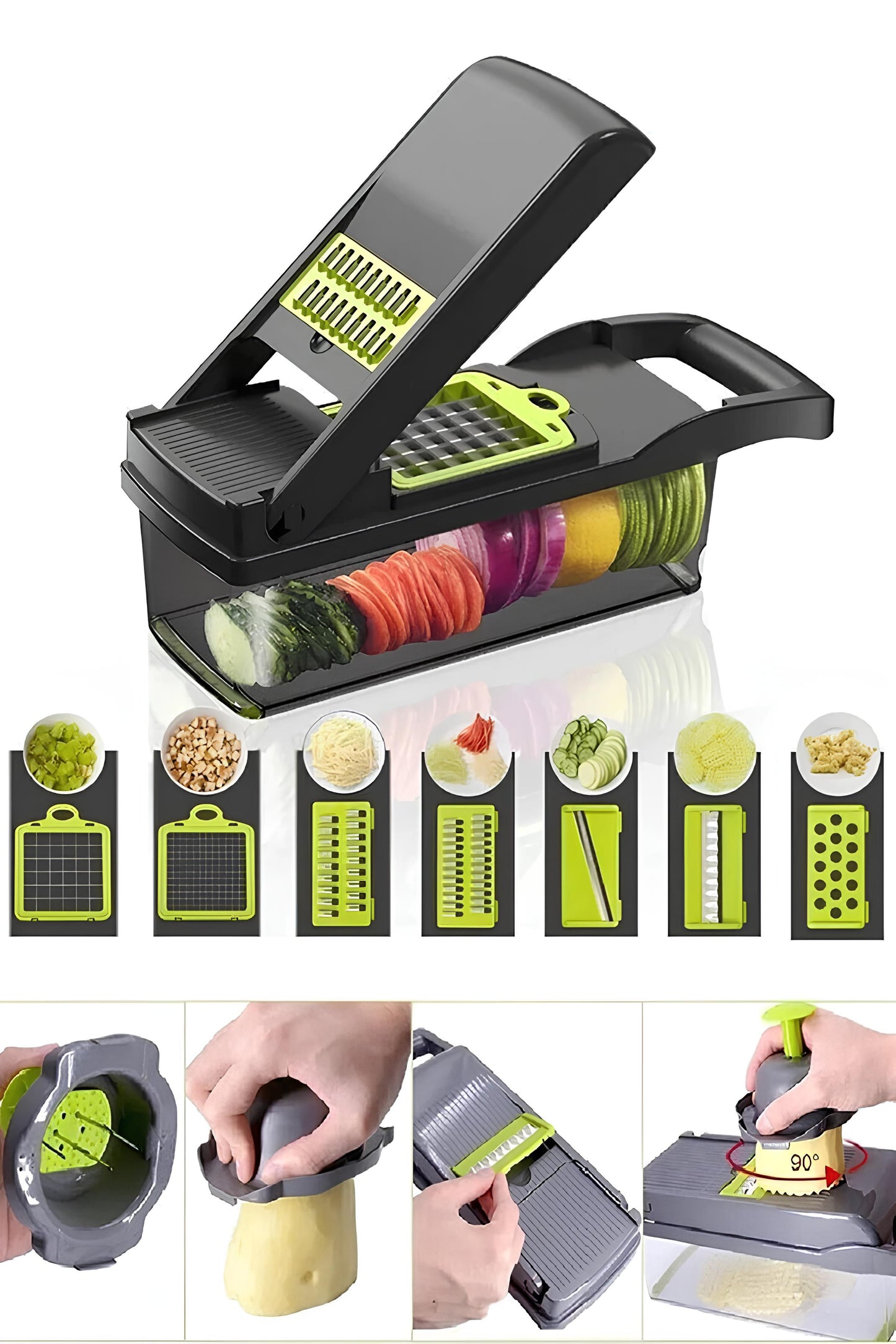 13 Parça Hazneli Çok Fonksiyonlu Sebze Doğrayıcı & Rendeleme Dilimleyici Seti