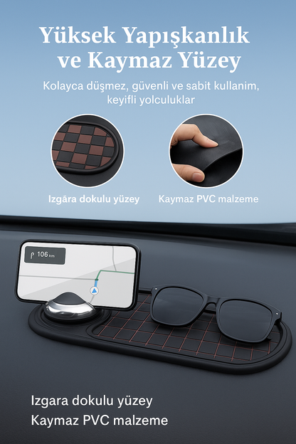 Çok Fonksiyonlu Telefon Tutuculu ve Gizli Numaralık Özellikli Araba Paspası