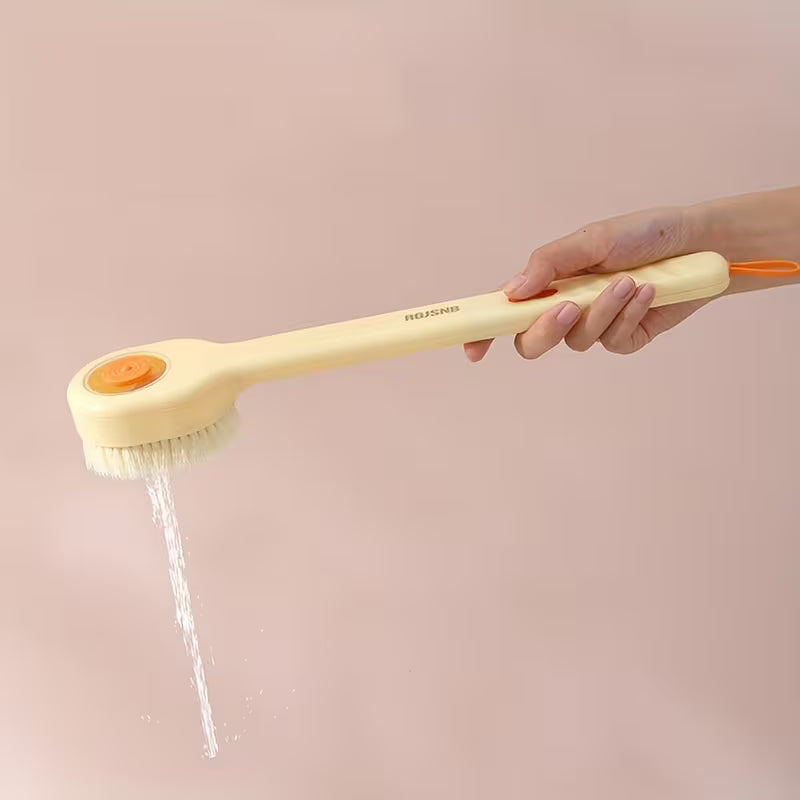 Sıvı Hazneli Basınçlı Uzun Saplı Banyo Fırçası – Yumuşak Kıllı Sırt Ovma Fırçası