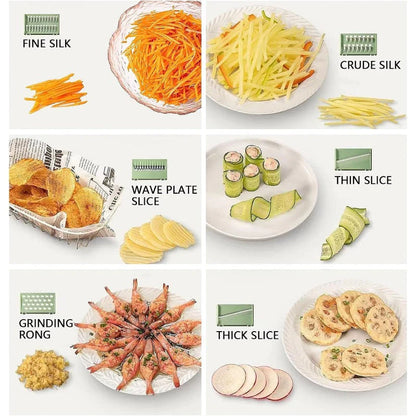 Alman Çeliği 7 Bıçaklı Ultra Keskin Çok Fonksiyonlu Doğrayıcı – Pratik Mutfak Rendesi & Hızlı Kesici