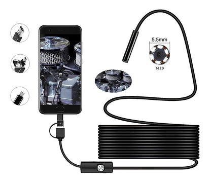 Yüksek Çözünürlüklü Su Geçirmez Endoskop Kamera Led'li