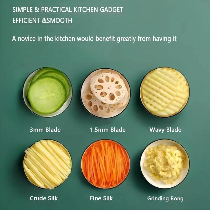 Alman Çeliği 7 Bıçaklı Ultra Keskin Çok Fonksiyonlu Doğrayıcı – Pratik Mutfak Rendesi & Hızlı Kesici