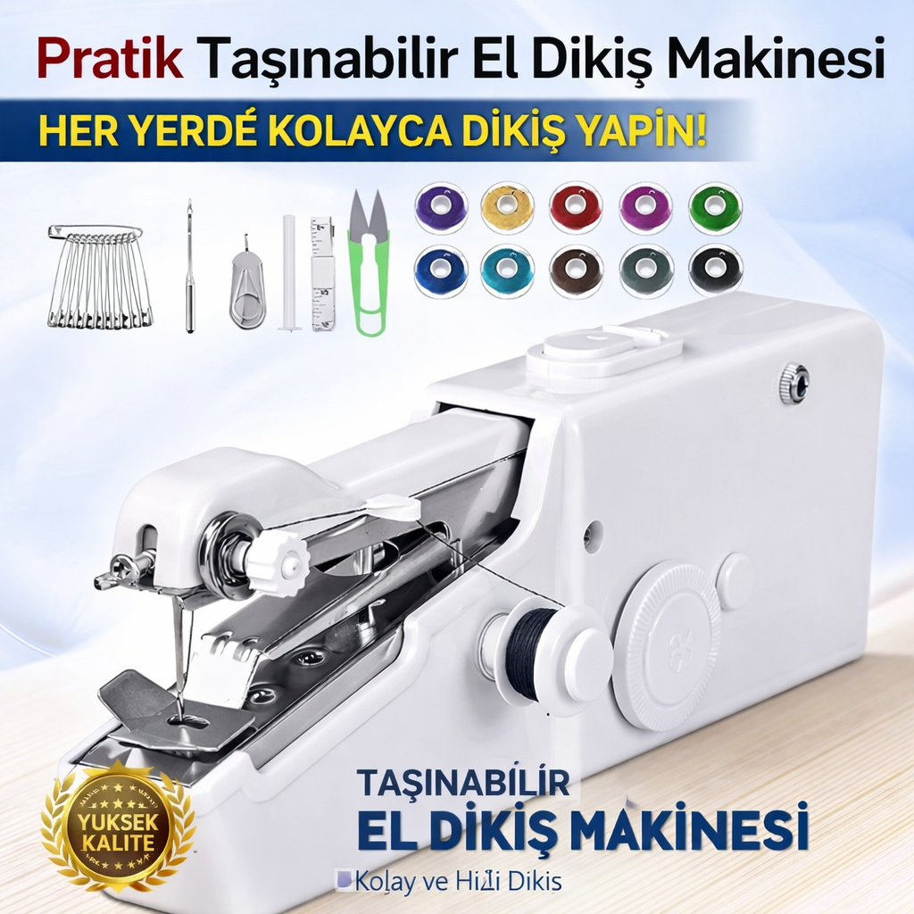 Avuç İçi Boyutunda El Tipi Dikiş Makinesi Seti