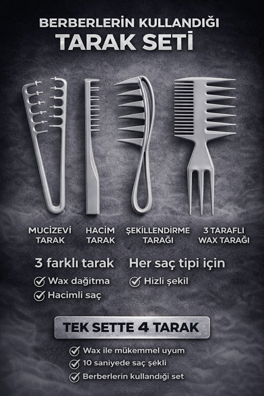 Sihirli Tarak – 4'lü Profesyonel Saç Şekillendirme Seti