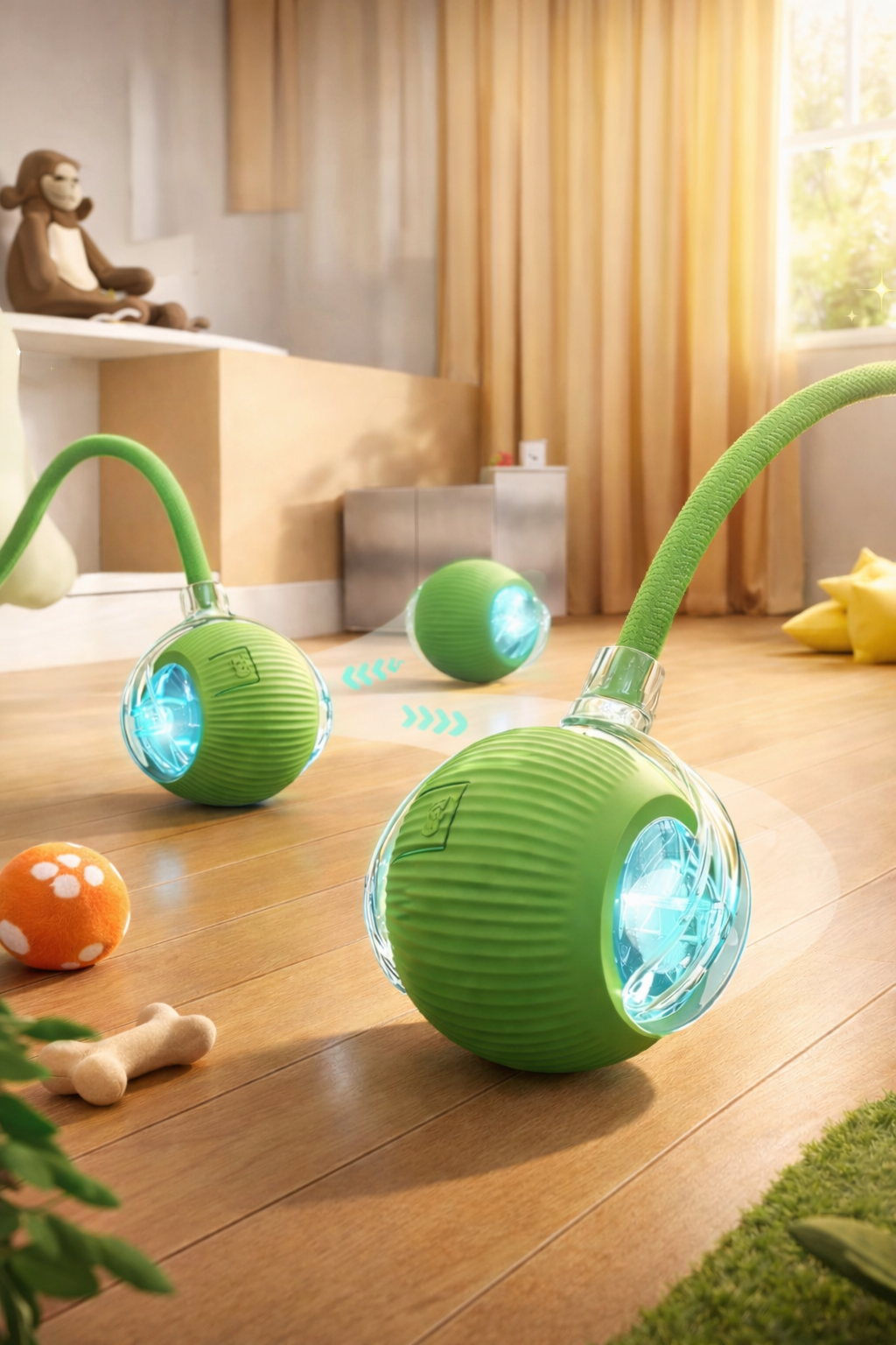 Akıllı Kedi Oyuncağı, USB Şarjlı, LED Işıklı, 3 Modlu, Otomatik Yuvarlanan Top