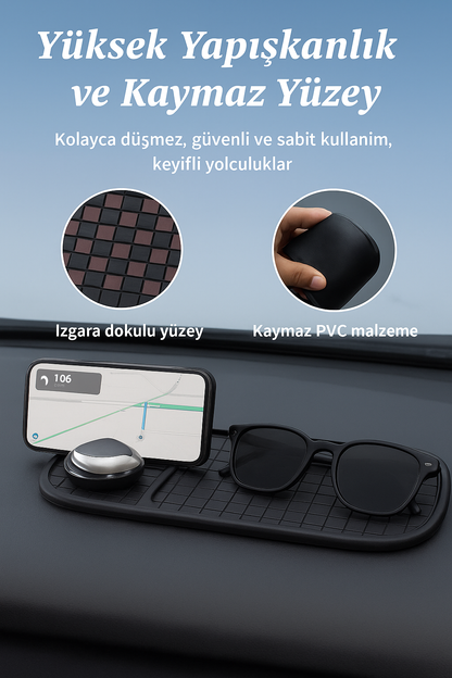 Çok Fonksiyonlu Telefon Tutuculu ve Gizli Numaralık Özellikli Araba Paspası